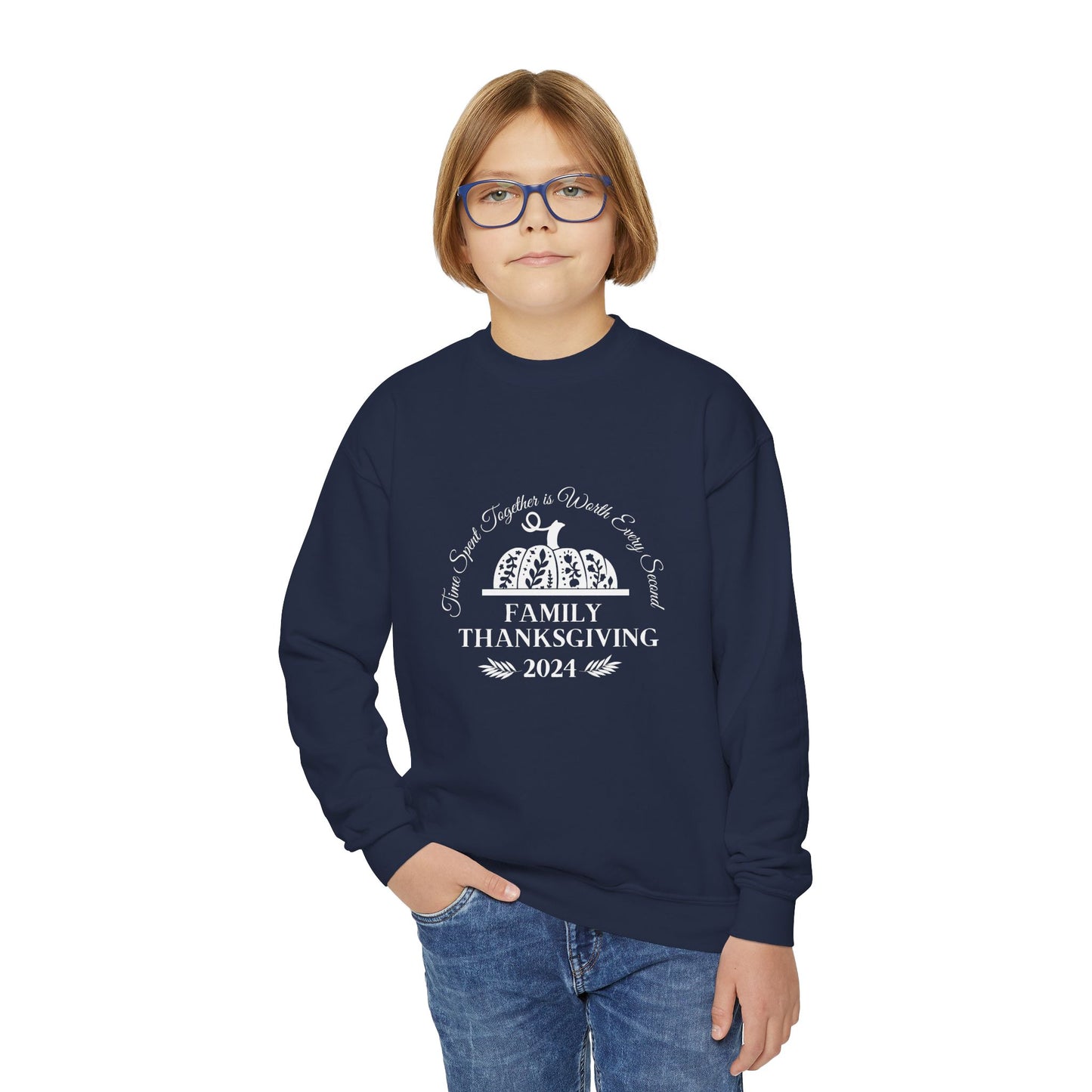 Family Thanksgiving 2024 Youth Crewneck Sweatshirt