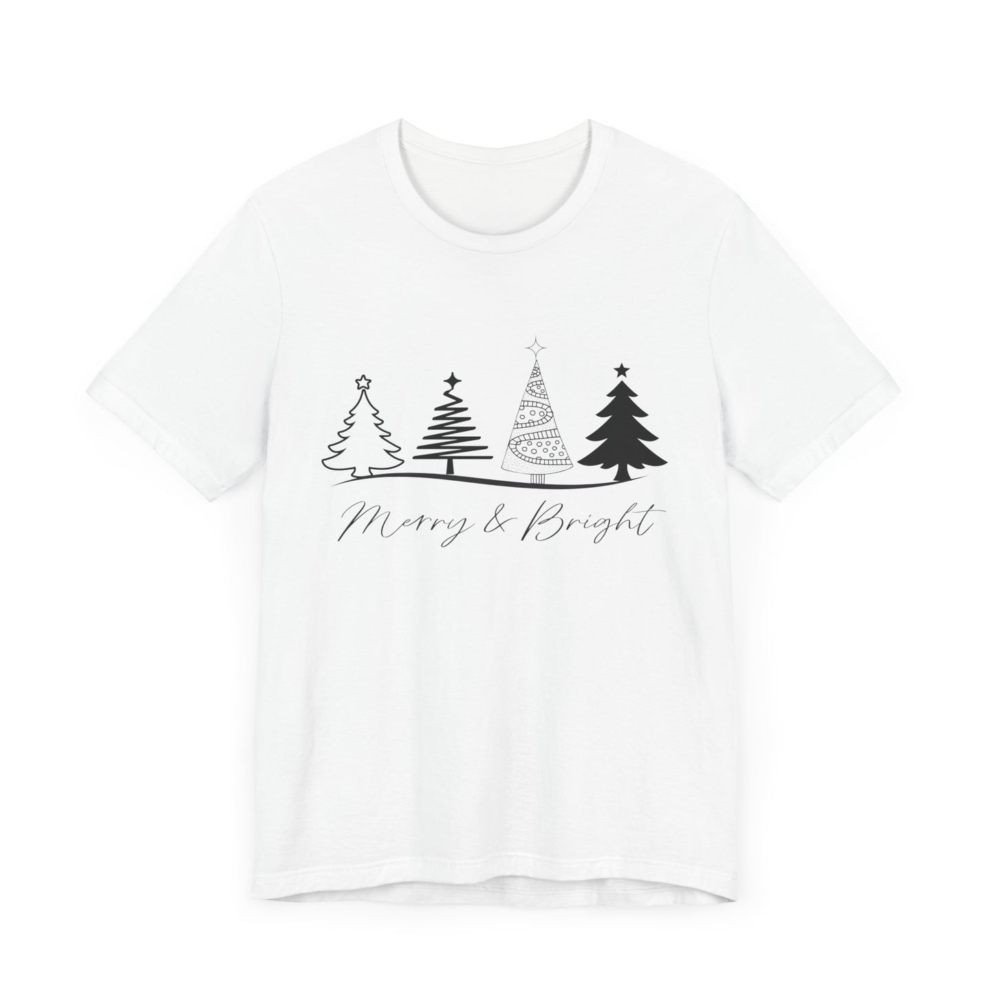 Merry and Bright: Festive Black Ink Christmas T-Shirt