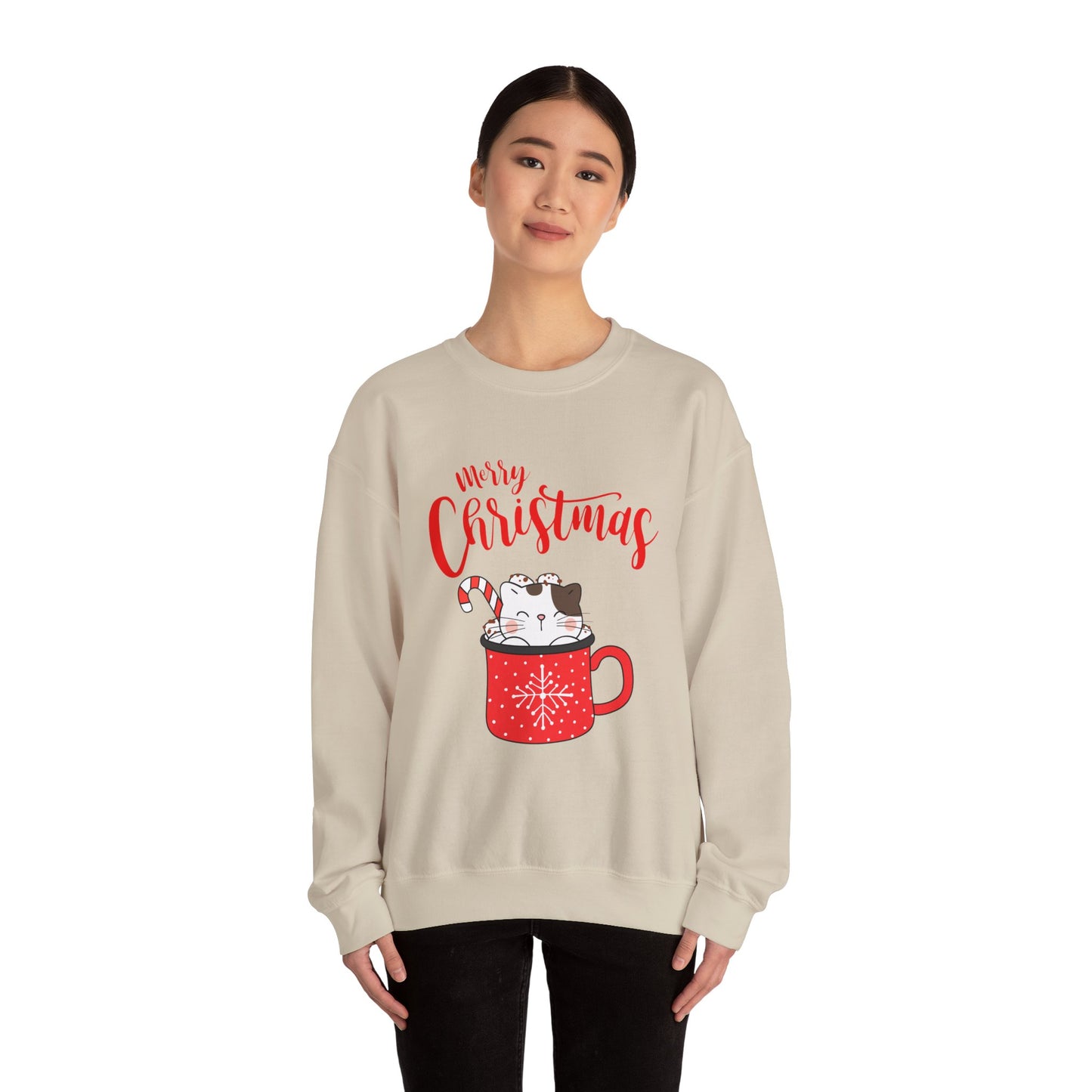 Christmas Cuteness: Kitty in a Cup Crewneck