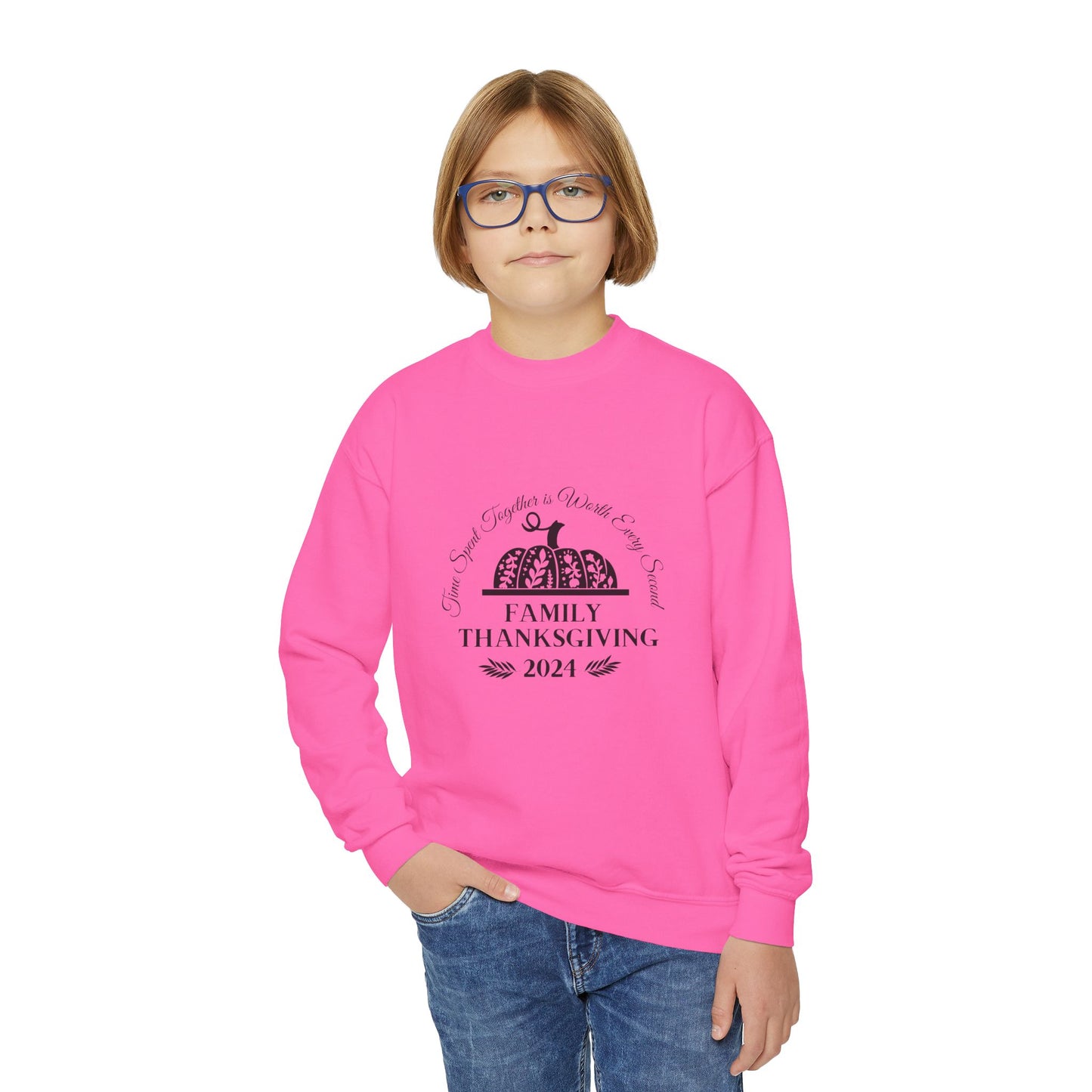 Family Thanksgiving 2024 Youth Crewneck Sweatshirt