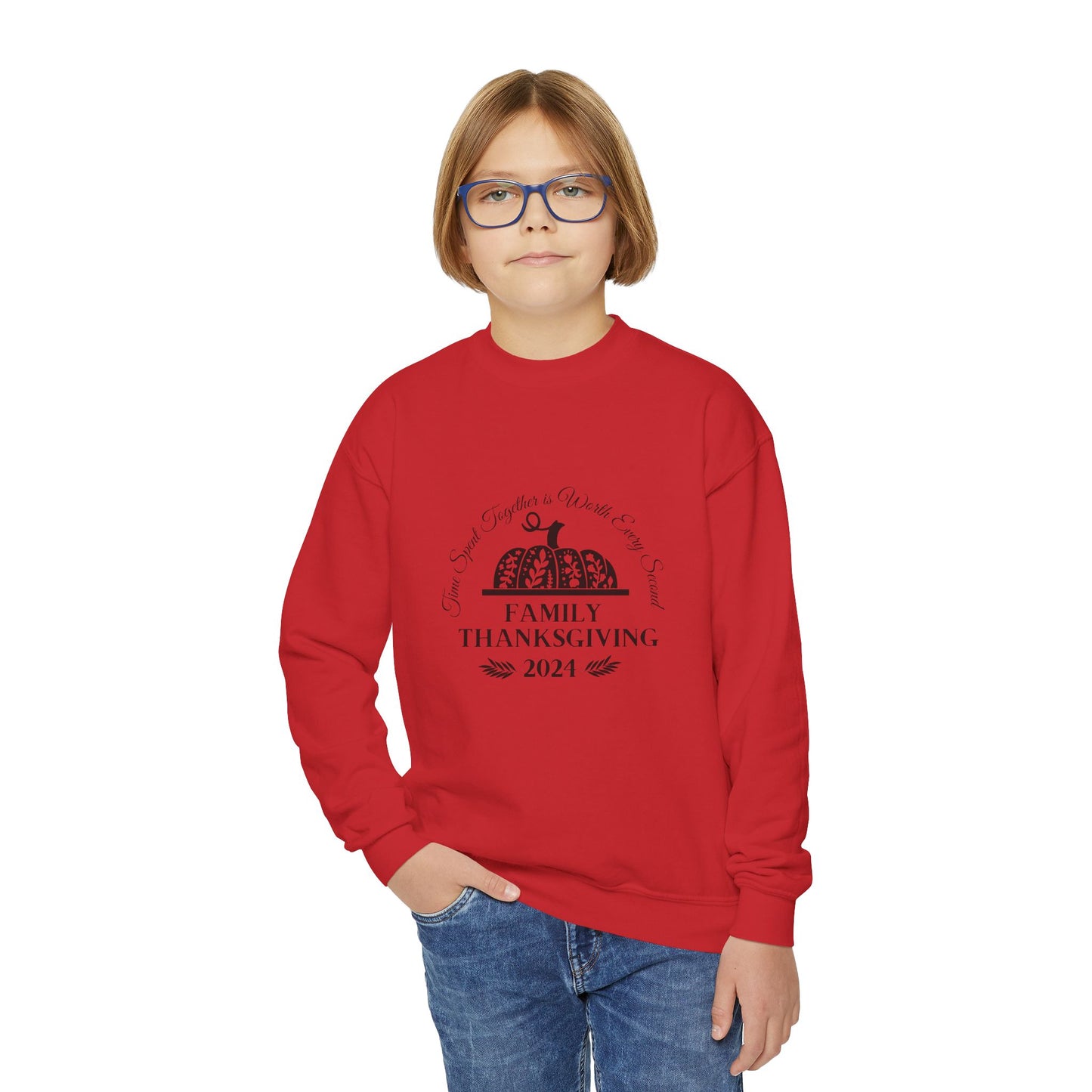 Family Thanksgiving 2024 Youth Crewneck Sweatshirt