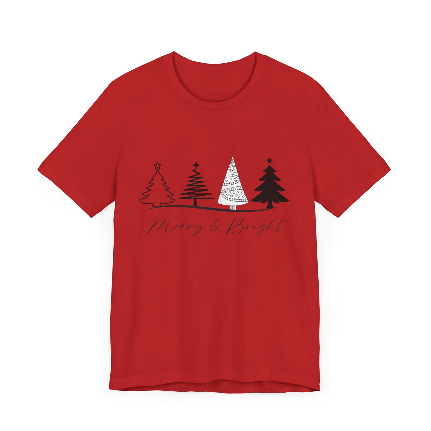 Merry and Bright: Festive Black Ink Christmas T-Shirt