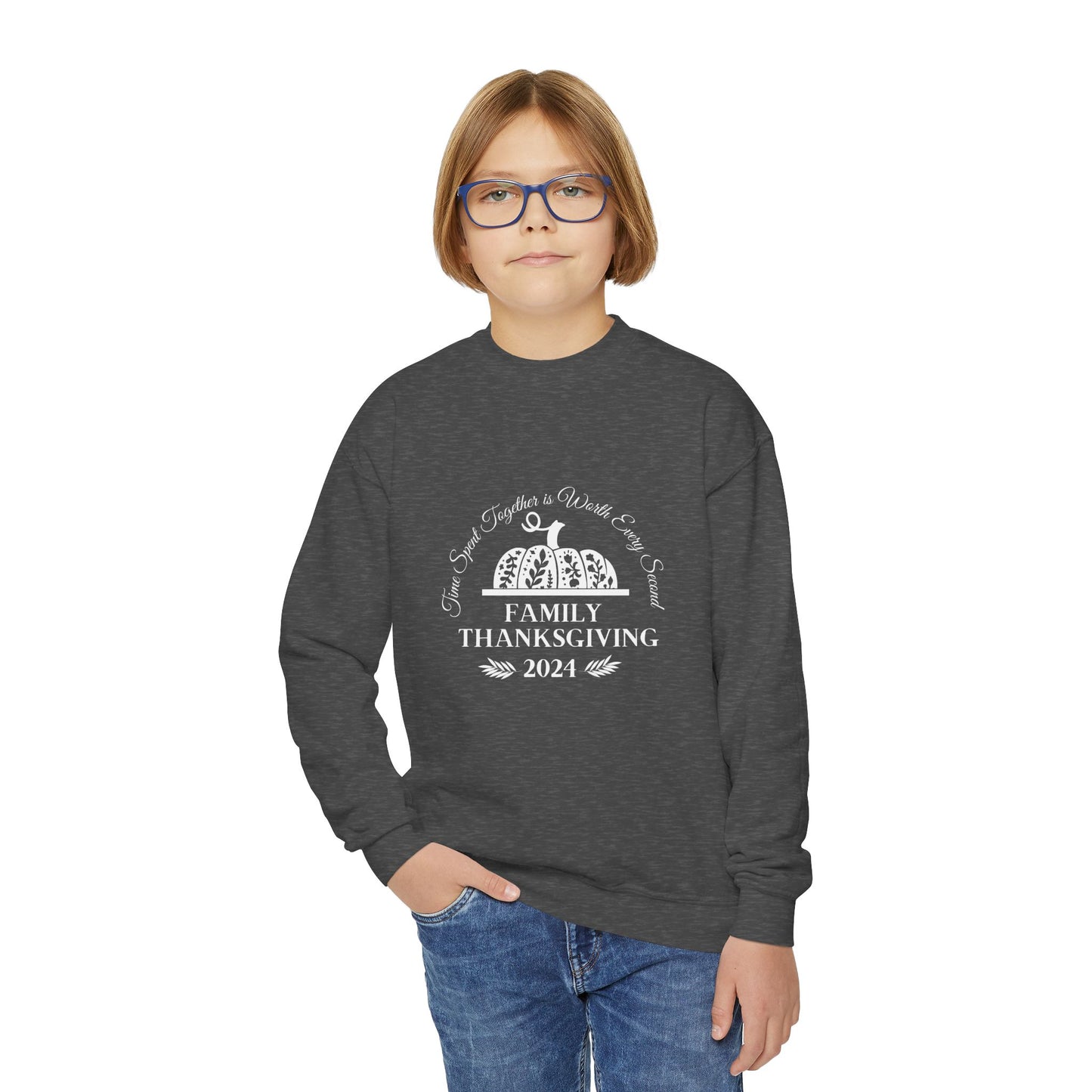 Family Thanksgiving 2024 Youth Crewneck Sweatshirt