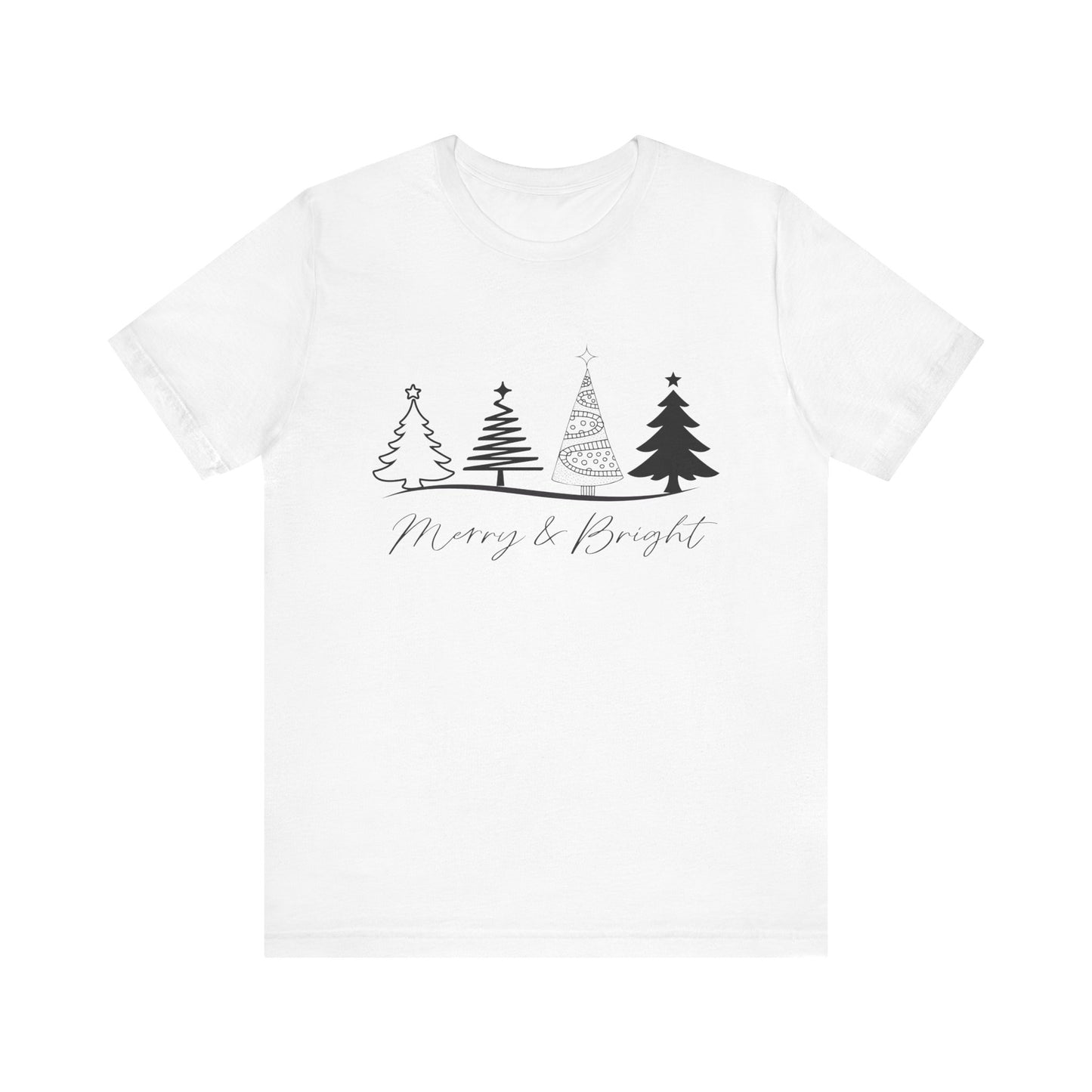 Merry and Bright: Festive Black Ink Christmas T-Shirt