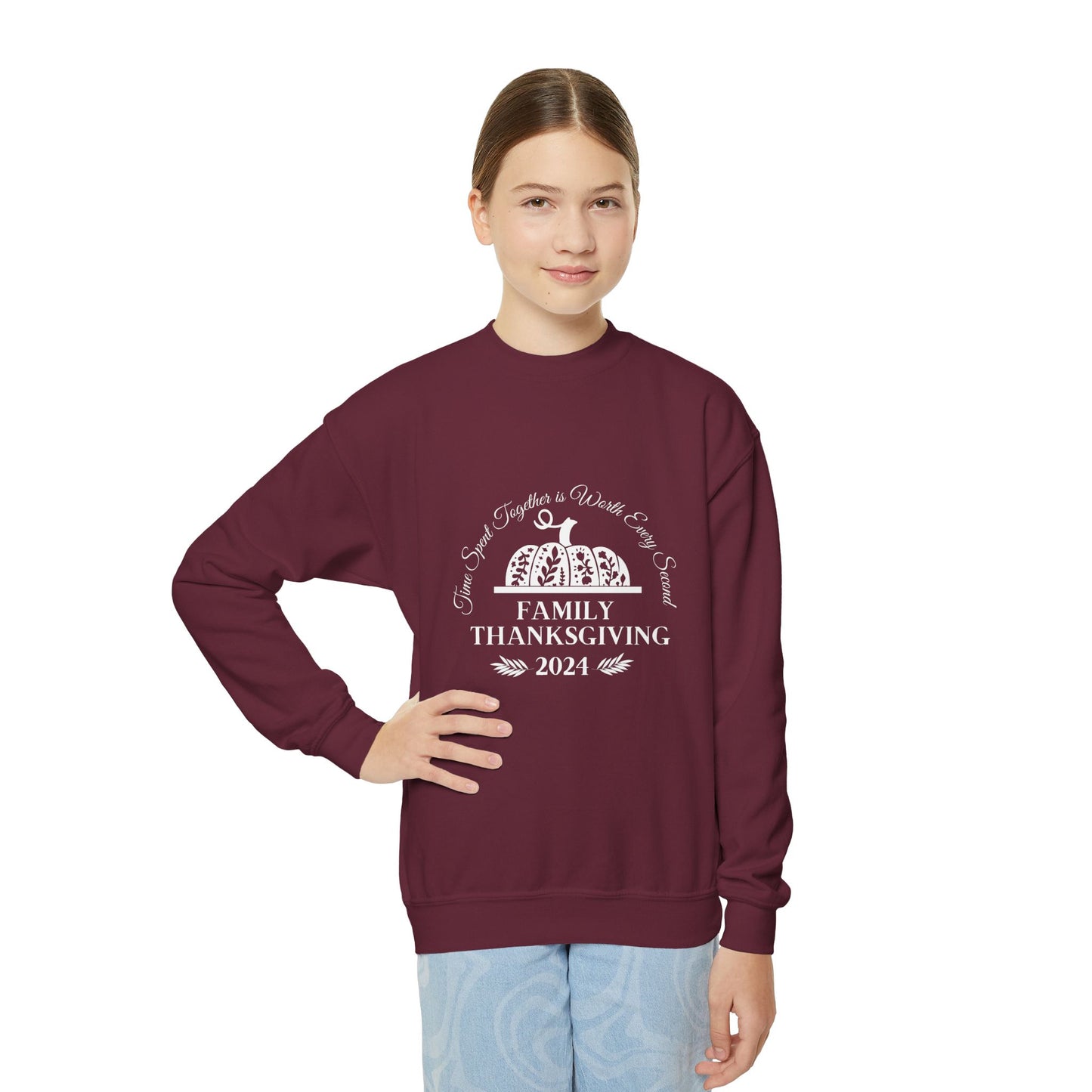 Family Thanksgiving 2024 Youth Crewneck Sweatshirt