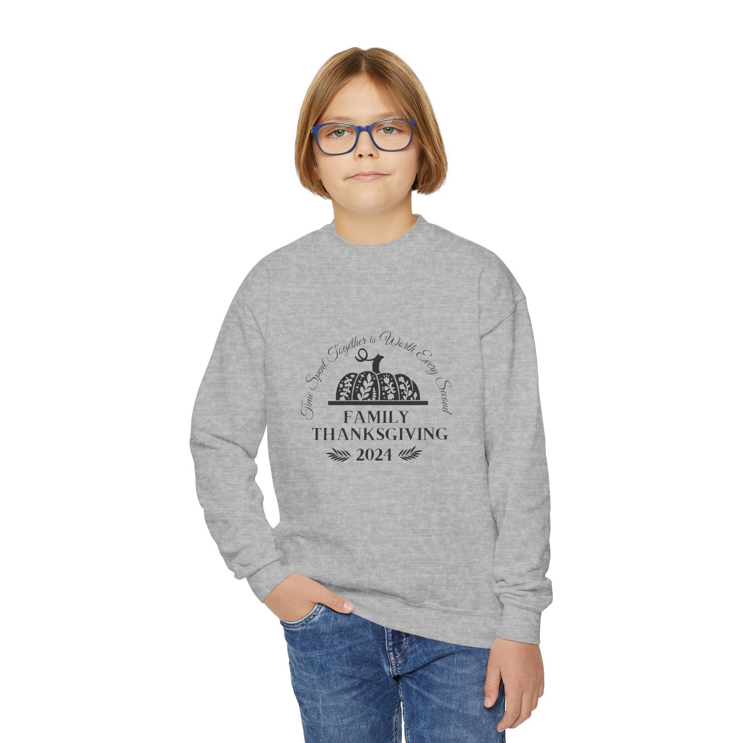 Family Thanksgiving 2024 Youth Crewneck Sweatshirt