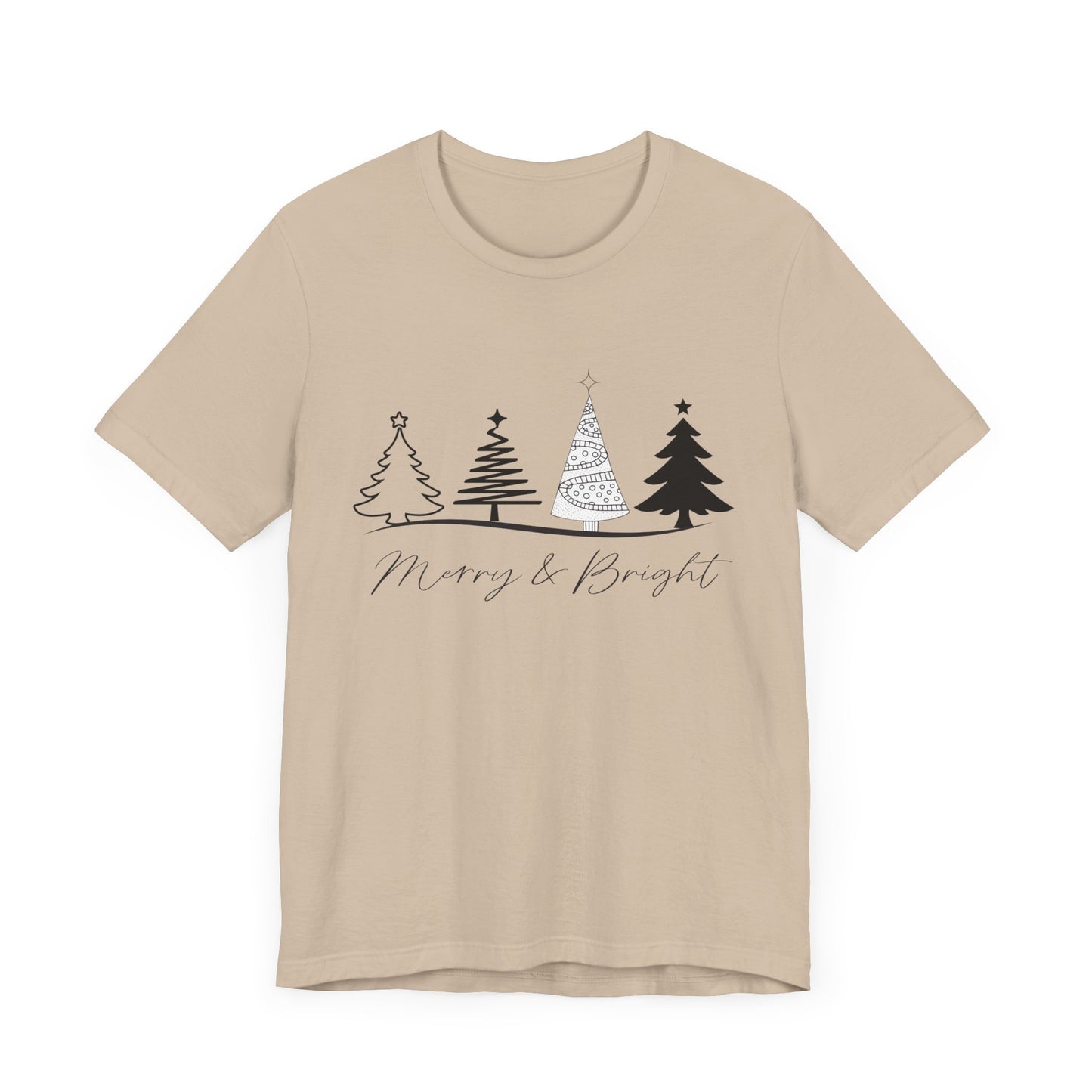 Merry and Bright: Festive Black Ink Christmas T-Shirt