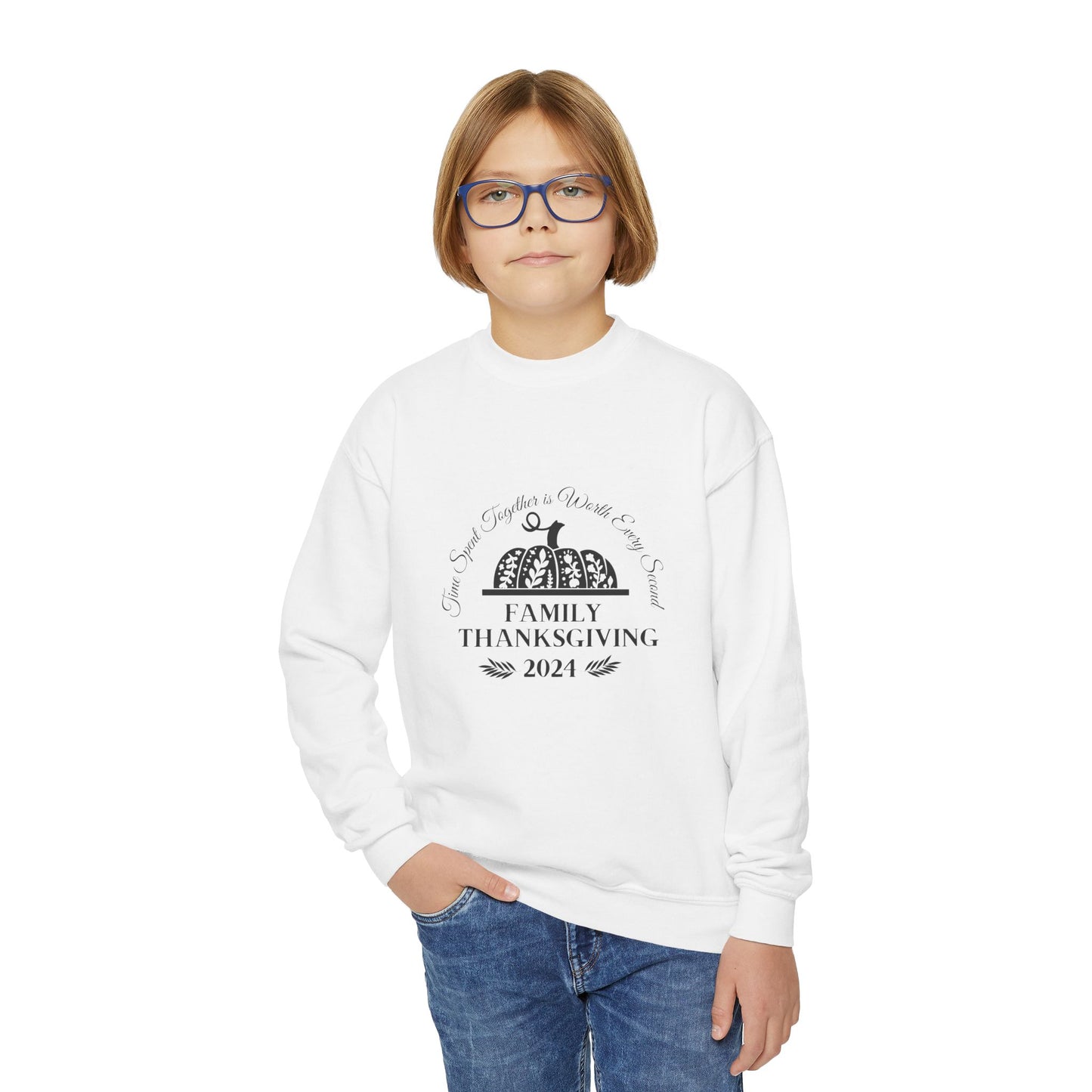 Family Thanksgiving 2024 Youth Crewneck Sweatshirt