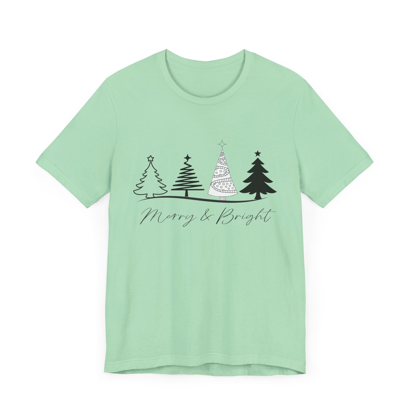 Merry and Bright: Festive Black Ink Christmas T-Shirt