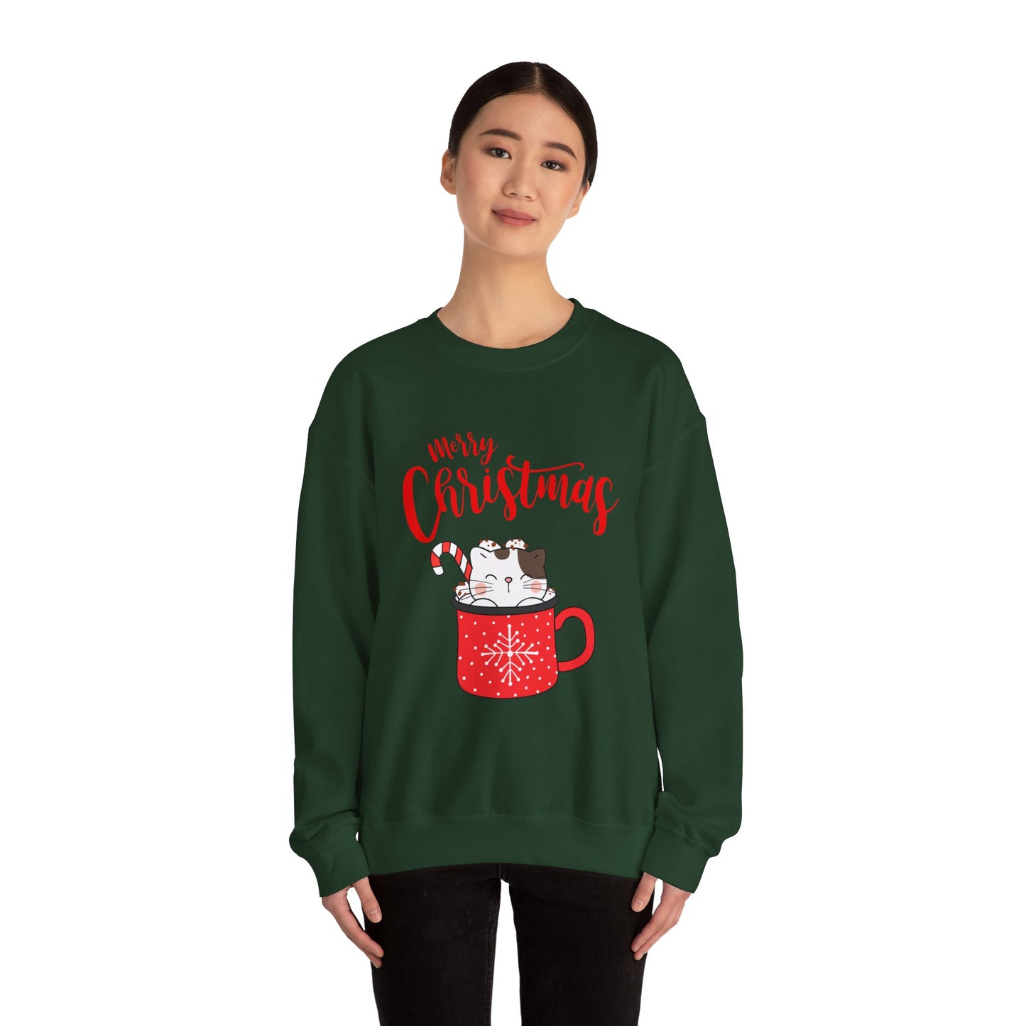 Christmas Cuteness: Kitty in a Cup Crewneck