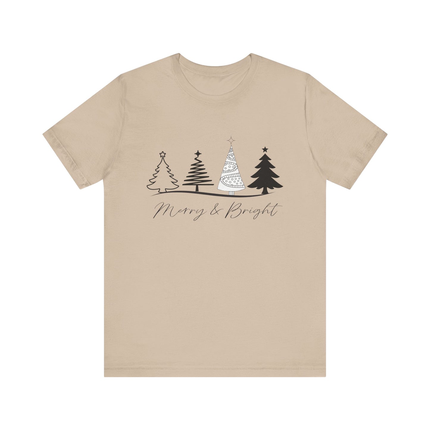 Merry and Bright: Festive Black Ink Christmas T-Shirt