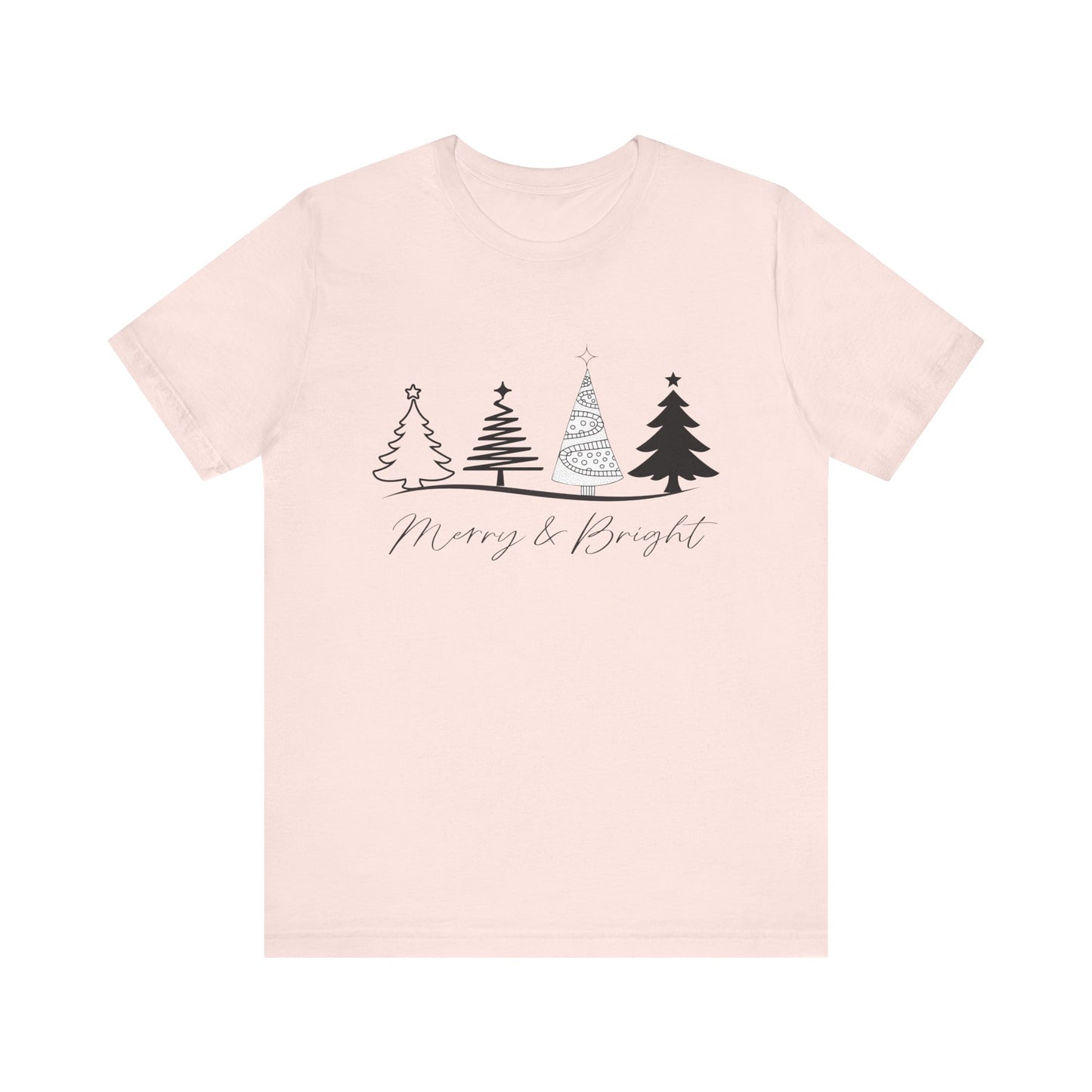 Merry and Bright: Festive Black Ink Christmas T-Shirt