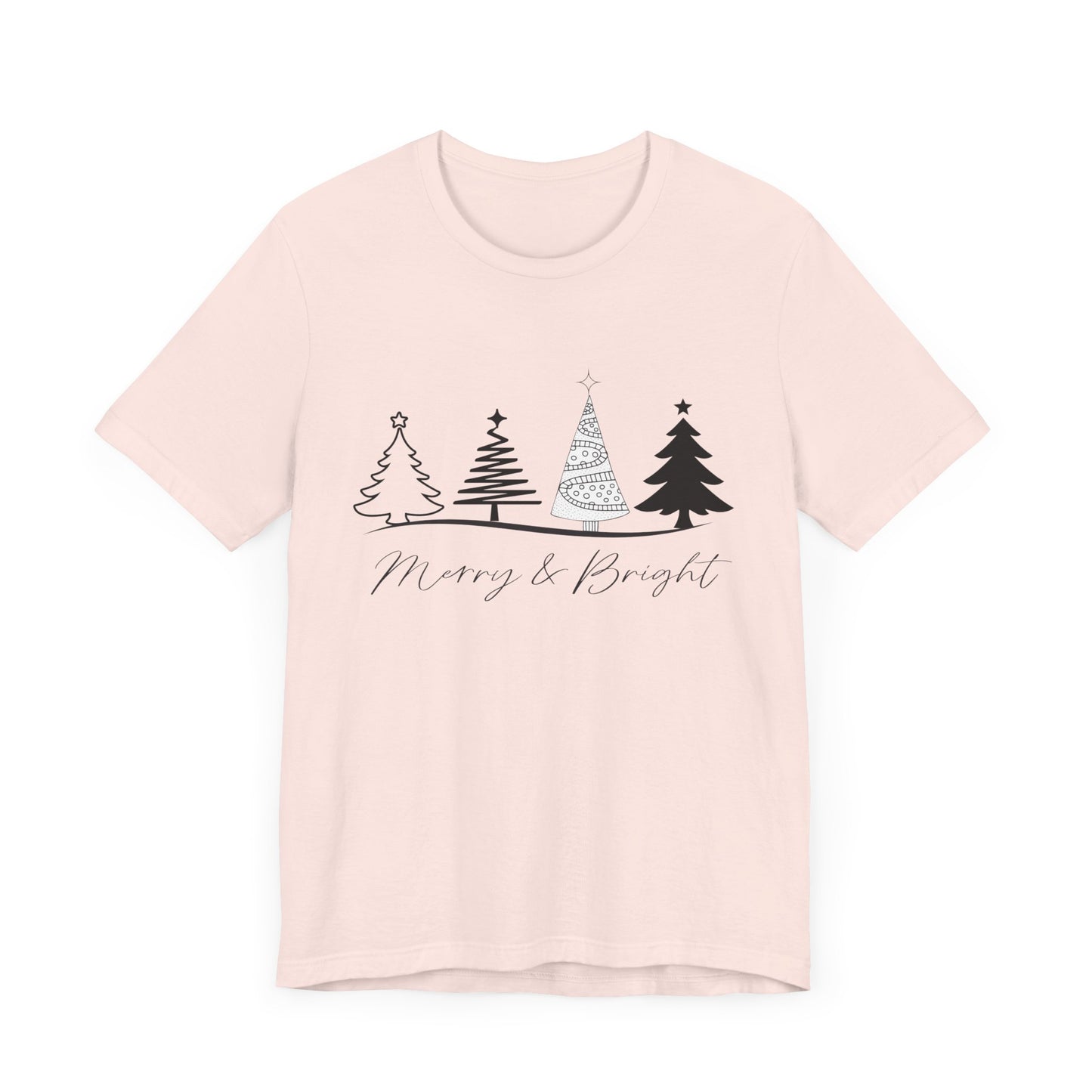 Merry and Bright: Festive Black Ink Christmas T-Shirt